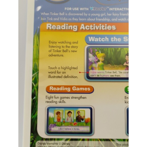 Vtech V Reader TinkerBell Great Fairy Rescue New Sealed 5-7 years Disney Manual - Picture 12 of 16
